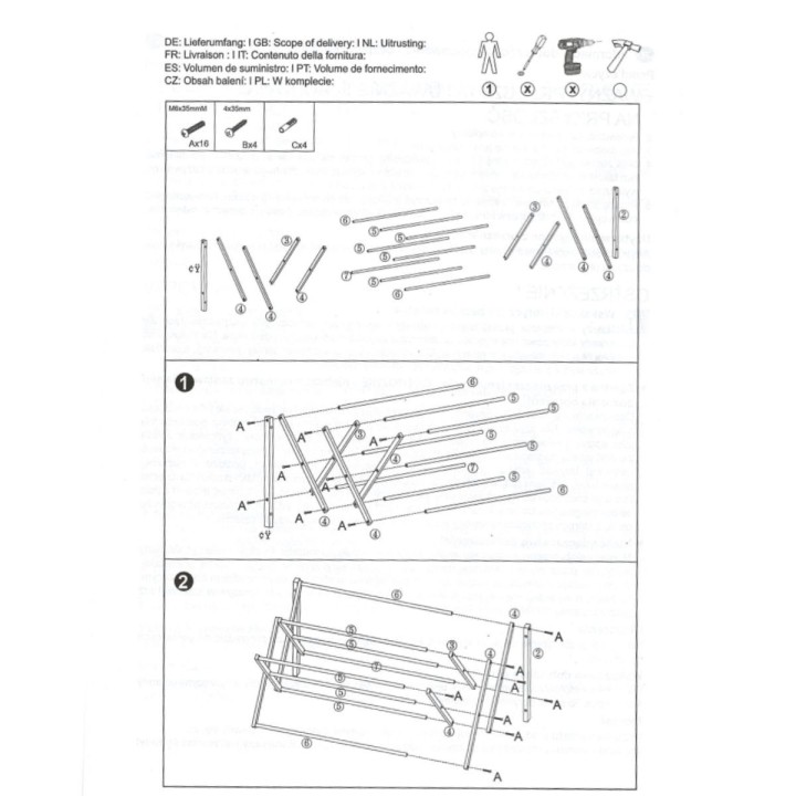Étendoir mural accordéon - Bois et métal