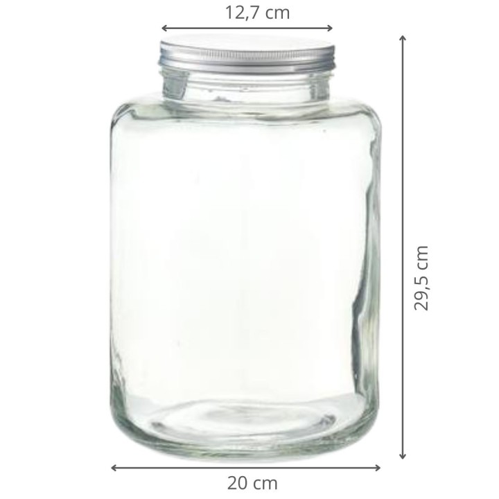 Bocal en verre épais - 7 litres - Bouchon à vis