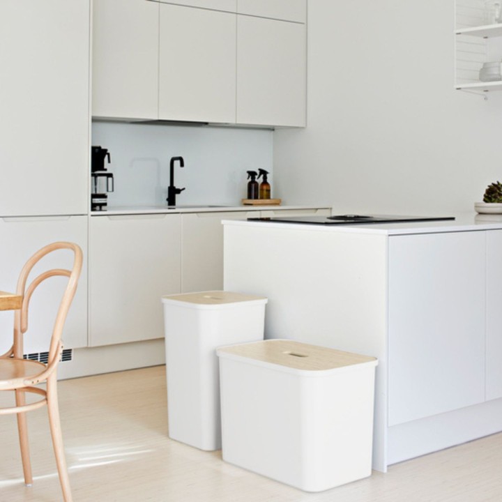 Poubelle banc 3 compartiments - 2 en 1 - Scandinave