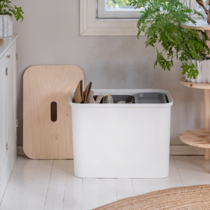 Poubelle banc 3 compartiments - 2 en 1 - Scandinave