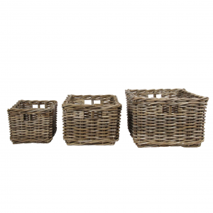 Detail of Panier de rangement rectangulaire en rotin gris L