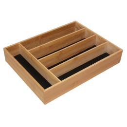 Range-couverts avec 5 compartiments en bambou 38x29x7cm