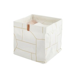 Panier de rangement pliable en polycoton blanc 31x31x31cm