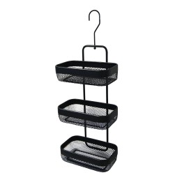 Étagère de douche 3 niveaux en métal noir 62x23x13cm