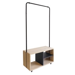 Portant à vêtements en métal et bois avec roulettes 72 x 31 x 153 cm