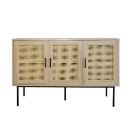 Buffet Cannage - Buffet de Rangement - Salon - Salle à Manger- 2 Niveaux - 3 Portes - Bohème (120cm x 76cm x 40cm)