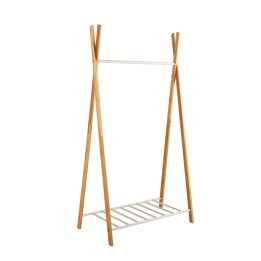 Portant à vêtements en bambou naturel et métal