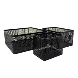 Lot de 3 paniers de rangement en métal