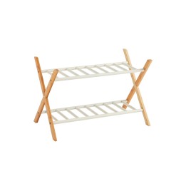Étagère à chaussures avec 2 niveaux en bambou naturel et métal 66 x 35,5 x 42 cm