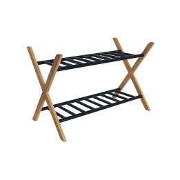 Étagère à chaussures avec 2 niveaux en bambou naturel et métal