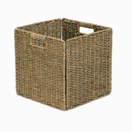 Panier de rangement pliables en jonc de mer naturel 31 x 31 x 31 cm