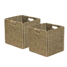 Panier de rangement pliables en jonc de mer naturel - lot