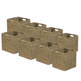 Panier de rangement pliables en jonc de mer naturel - lot