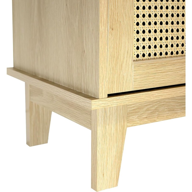 Detail of Buffet avec 3 portes cannage bois naturel 120 x 40 x 71 cm