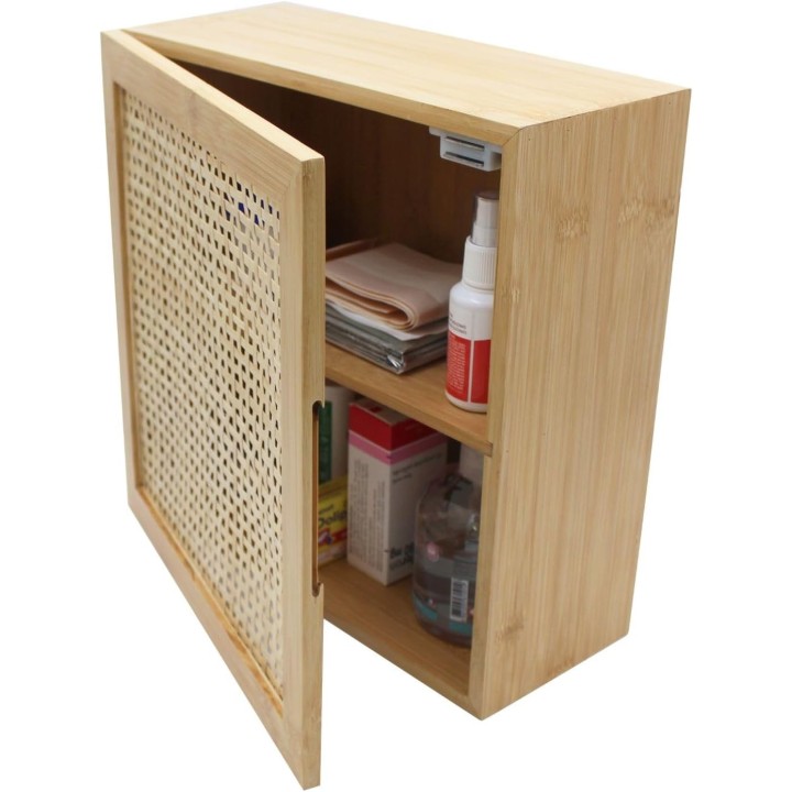 Armoire à pharmacie murale en bambou naturel 30,2 x 13 x 30,5 cm