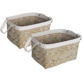 Lot de 2 paniers de rangement en jonc de mer naturel 25 x 19 x 15 cm