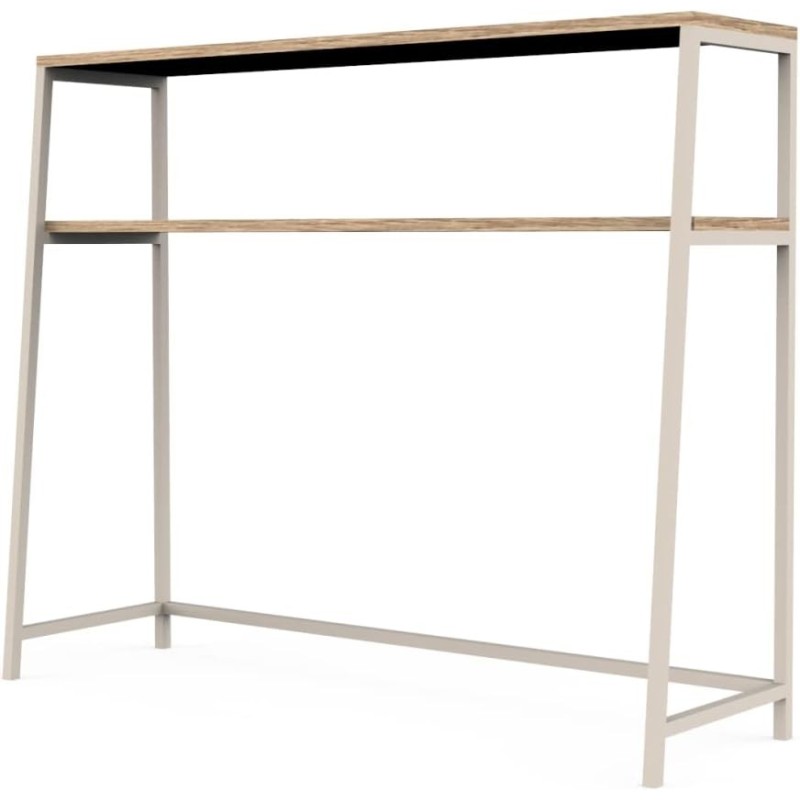 Detail of Console avec 2 étagères en métal beige et effet bois naturel 100 x 30 x80 cm