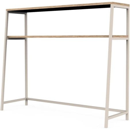 Detail of Console avec 2 étagères en métal beige et effet bois naturel 100 x 30 x80 cm