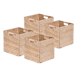 Paniers de rangement pliables en jacinthe d'eau (lot)
