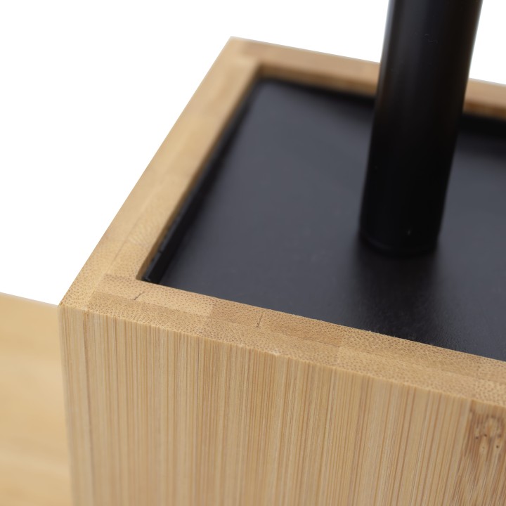 Porte-papier toilette et brosse wc en bambou naturel et noir