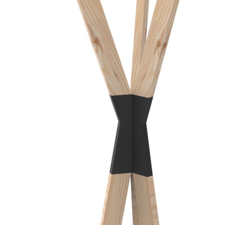 Porte-manteaux tipi sur pieds avec 3 crochets en bois naturel et noir