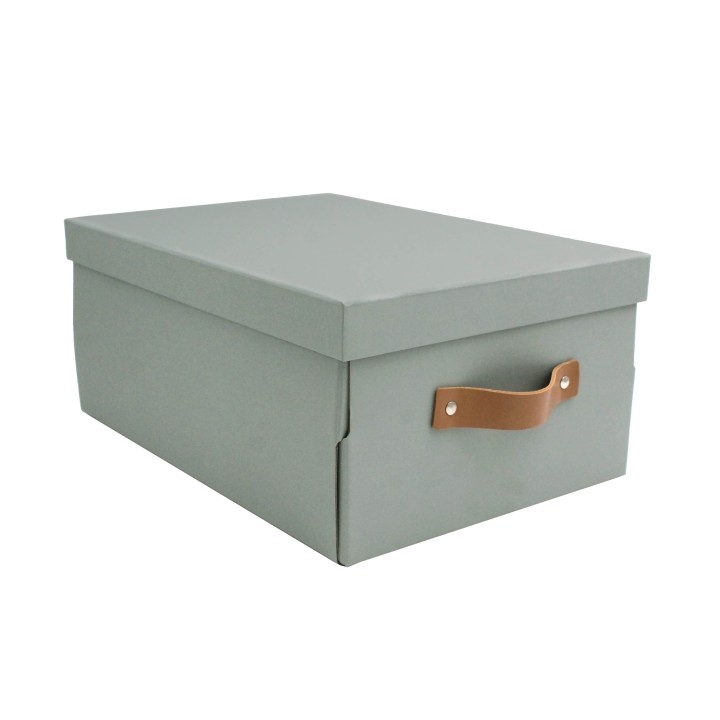 Boîte de rangement en carton gris avec couvercle