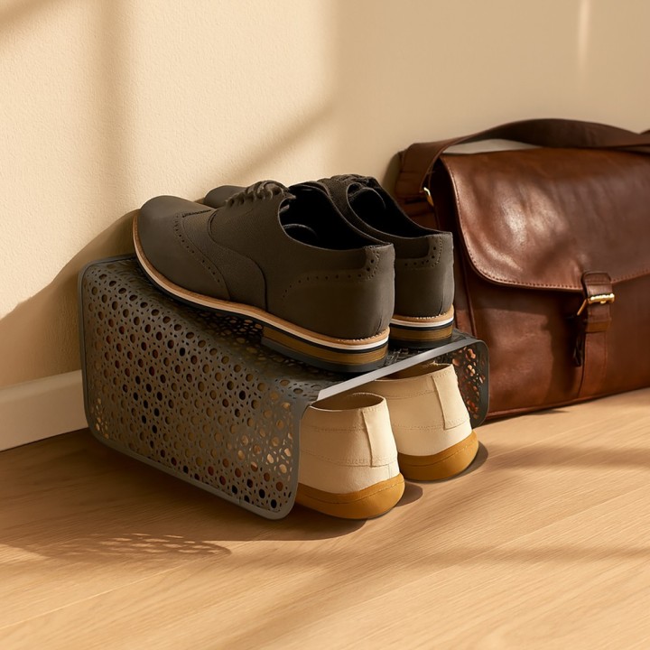 Lot de 6 range-chaussures en métal noir