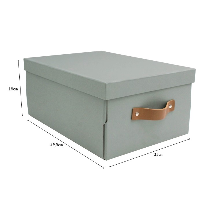 Boîte de rangement en carton gris avec couvercle