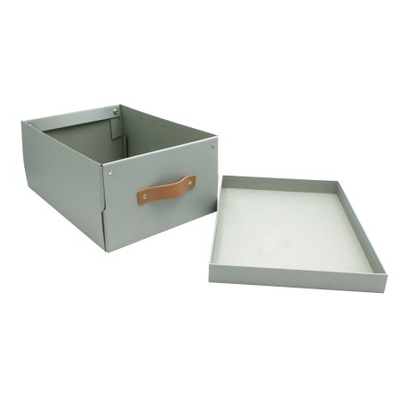 Detail of Boîte de rangement en carton gris avec couvercle
