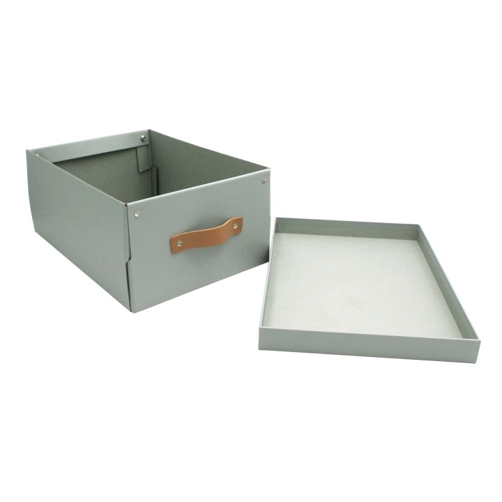 Boîte de rangement en carton gris avec couvercle