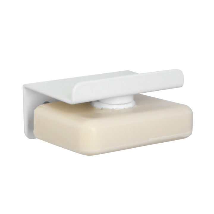 Porte-savon aimanté en métal blanc