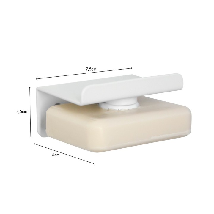 Porte-savon aimanté en métal blanc