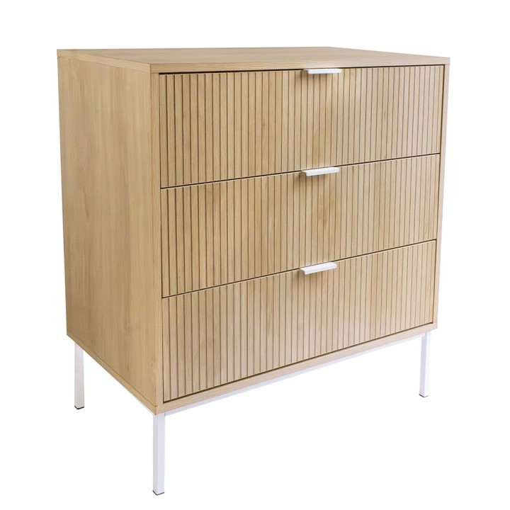 Commode avec 3 tiroirs bois naturel