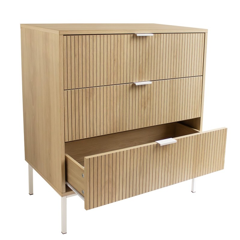 Detail of Commode avec 3 tiroirs bois naturel