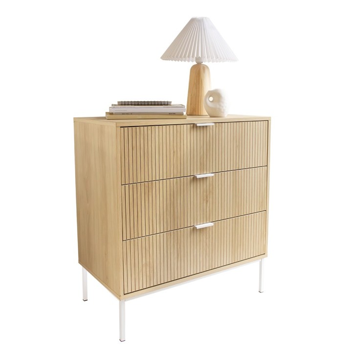 Commode avec 3 tiroirs bois naturel