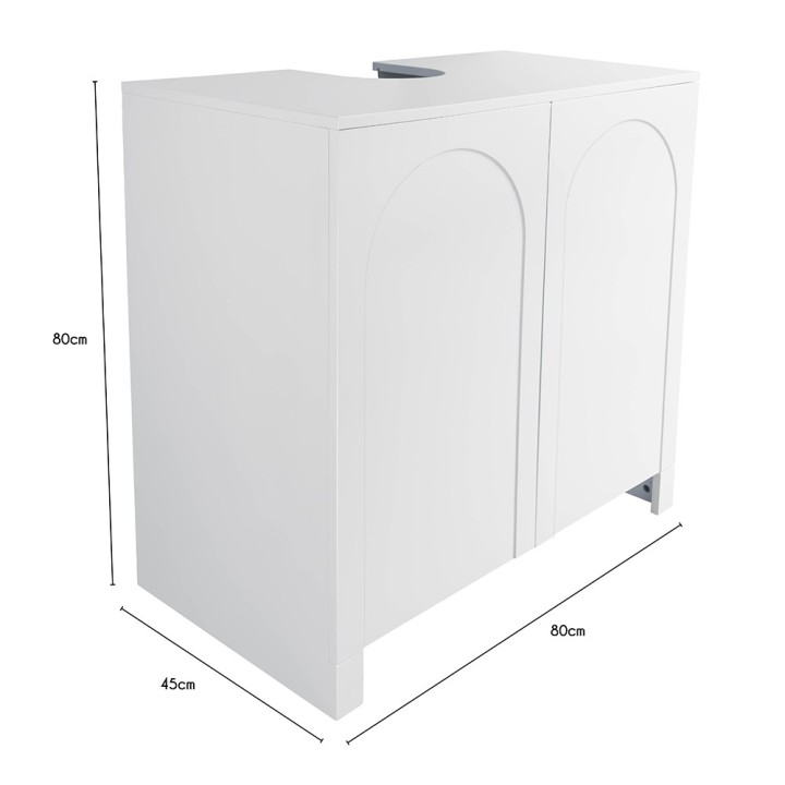 Meuble sous lavabo 2 portes bois blanc
