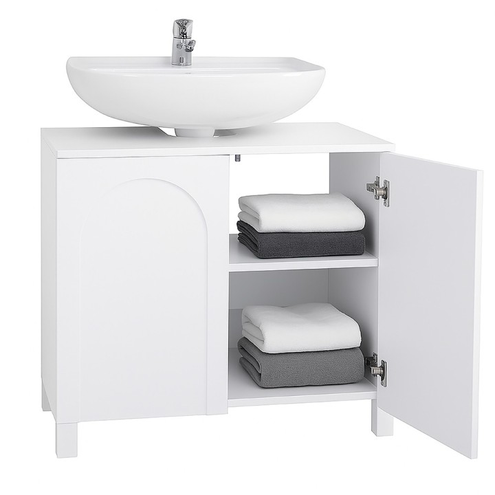 Meuble sous lavabo 2 portes bois blanc