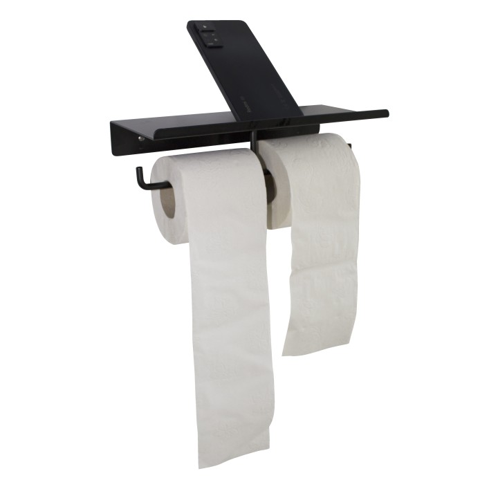 Porte-papier toilette mural en métal noir