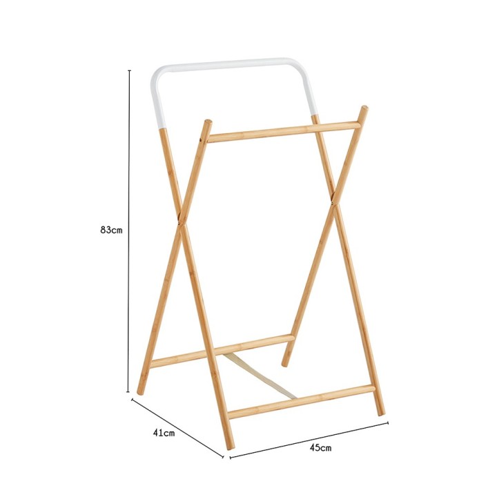 Porte-serviettes en bambou et métal blanc