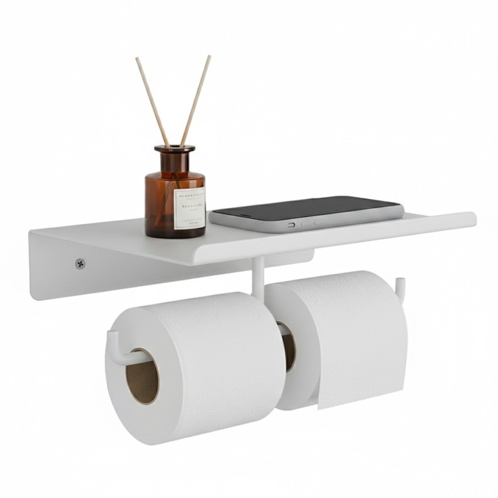 Porte-papier toilette mural en métal blanc