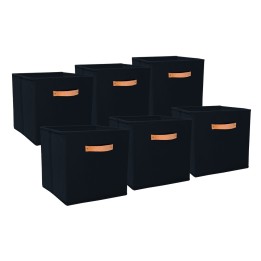 Lot de 6 paniers pliables en polycoton noir 31 x 31 x 31 cm