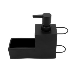 Distributeur de savon en polyrésine noire 20 x 6 x 16 cm