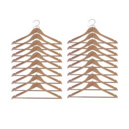 Lot de 18 cintres en bois naturel 44,5 x 23 x 11,5 cm