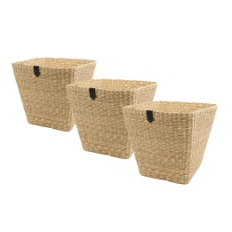 Lot de 3 paniers de rangement en jonc de mer naturel