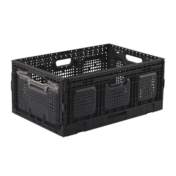 Lot de bacs de rangement pliables en plastique noir