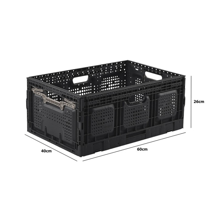 Lot de bacs de rangement pliables en plastique noir