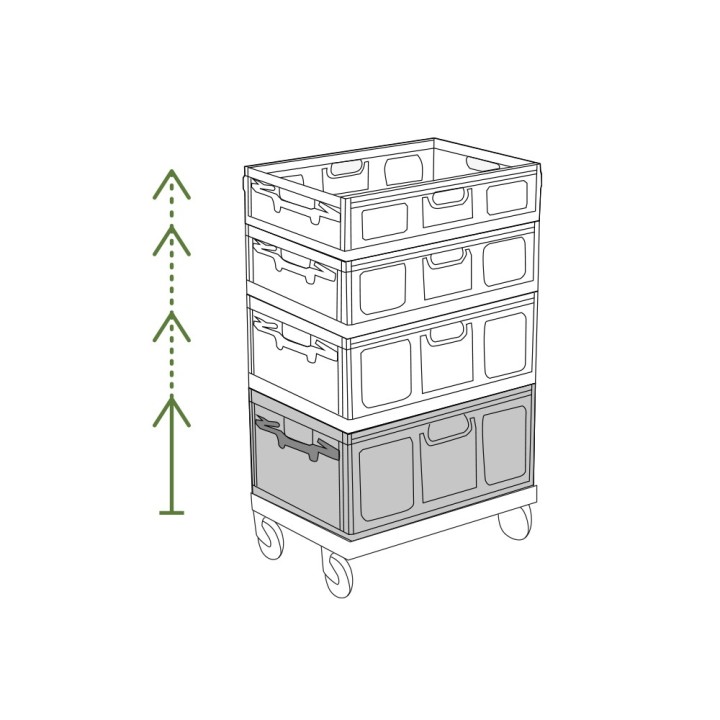 Lot de bacs de rangement pliables en plastique noir