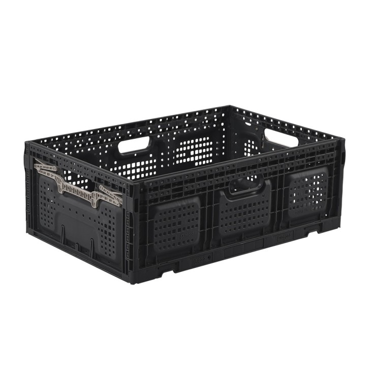Lot de bacs de rangement pliables en plastique noir