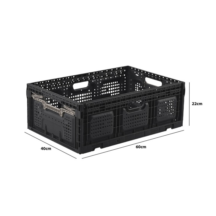Lot de bacs de rangement pliables en plastique noir
