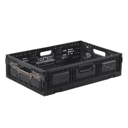 Lot de bacs de rangement pliables en plastique noir